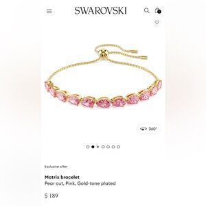 Swarovski Gold-Tone Bracelet with Pink Crystal Row
